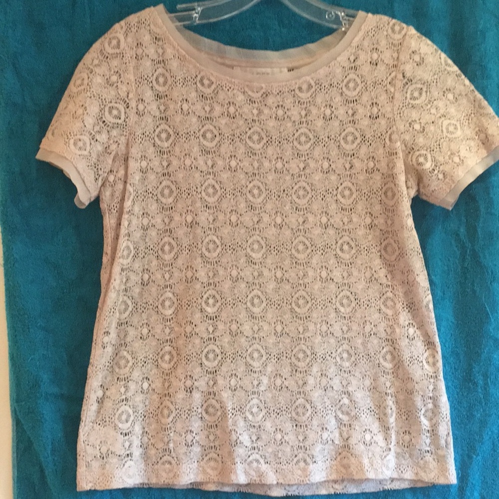 LOFT Tan Lace Top - XS